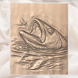 Trout Rising 3D Relief STL view 3