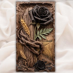 Gothic Rose Cross STL view 1