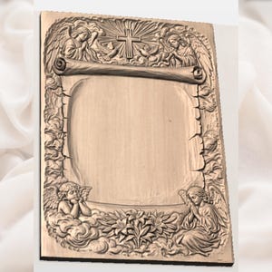 Religious Angel Memorial Plaque STL view 2