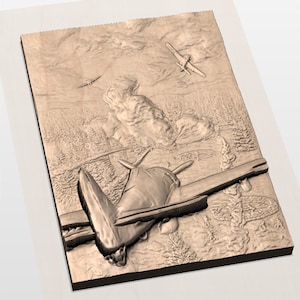 WW2 Aerial Battle 3D Relief STL view 3