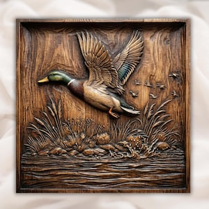 Flying Duck 3D Relief STL view 1