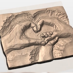 Heart Hands Relief STL view 2