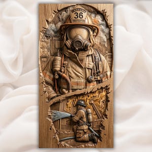 Firefighter Tribute 3D Relief STL view 1
