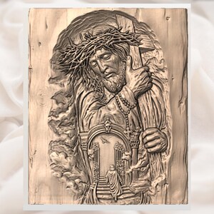 Jesus Carrying Cross 3D Relief STL view 3