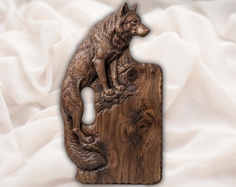 Deska do krojenia w kształcie lisa (STL) do frezarki CNC | Deska do krojenia Woodland z uchwytem lisa 3D | Deska do serwowania wędlin | Drewniana deska do krojenia do kuchni