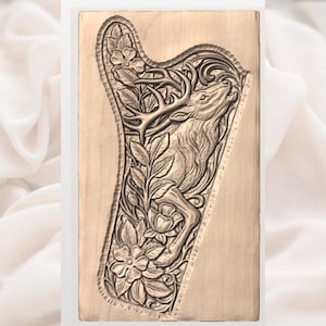 Stag and Wildflower Bas Relief STL view 3