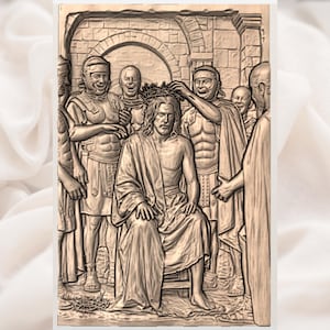 Crown of Thorns Jesus 3D Relief STL for CNC Router view 3