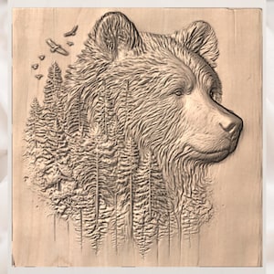 Bear Head 3D Relief STL view 3
