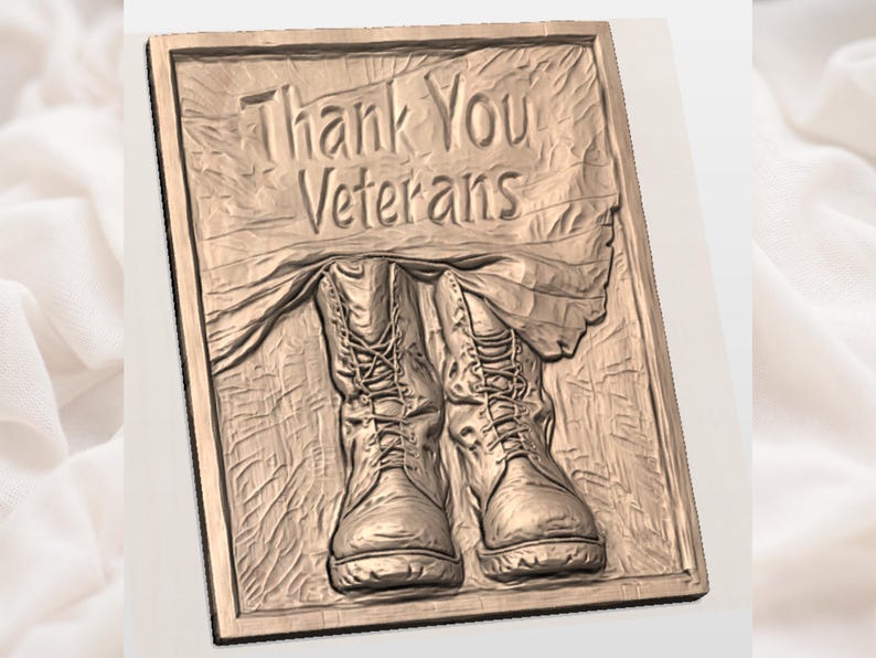 Merci Veterans Relief STL | Art mural patriotique hommage militaire aux États-Unis | Plaque commémorative des bottines du drapeau américain | Décoration commémorative patriotique des États-Unis image 2