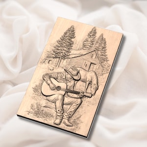 Cowboy Playing Guitar 3D Relief STL for CNC Router, Laser Engraving & 3D Printing view 4