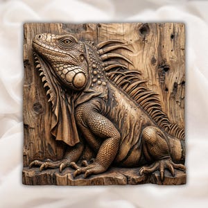 Bearded Dragon Iguana 3D Relief STL view 1