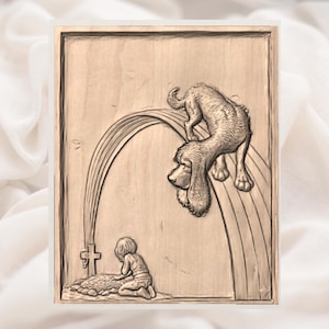 Rainbow Bridge Dog Memorial 3D Relief STL view 2