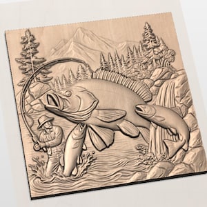 Fishing 3D Relief STL view 2