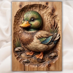 Cute Duckling 3D Relief STL for CNC Router view 1