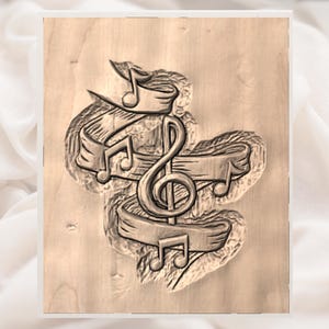 Music Notes 3D Relief STL view 2