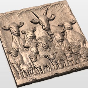 Farm Animals Relief STL Bundle view 2