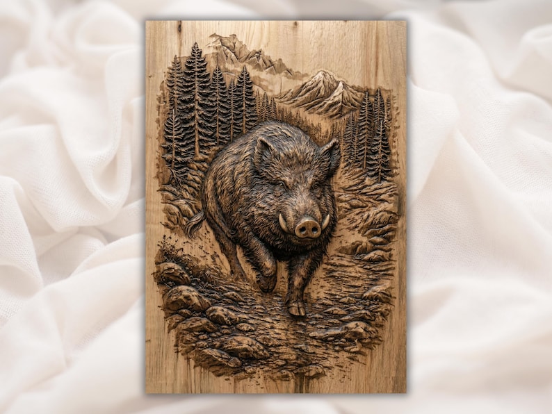 Wild Boar 3D Relief STL