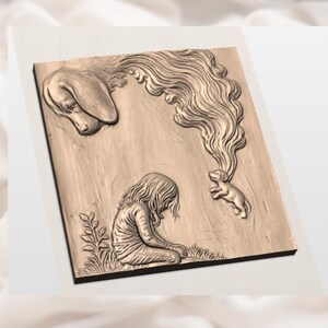 Rainbow Bridge Pet Memorial 3D Relief STL view 3