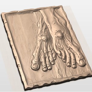 Crucifixion Nail Pierced Feet STL view 2
