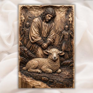 Jesus Lamb Relief STL view 1