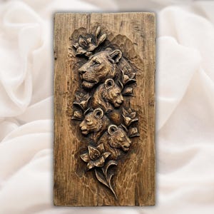 Lion Family 3D Relief STL File view 1