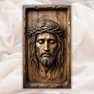 Jesus Face Relief STL view 1