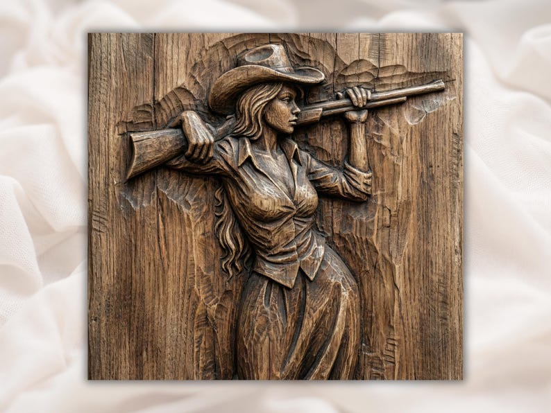 Cowgirl Hunter 3D Relief STL File