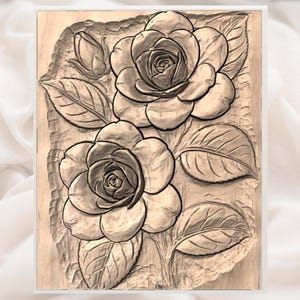 Rose Flowers 3D Relief STL for CNC Router view 2