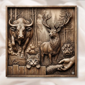 Wildlife Forest 3D Relief STL view 1