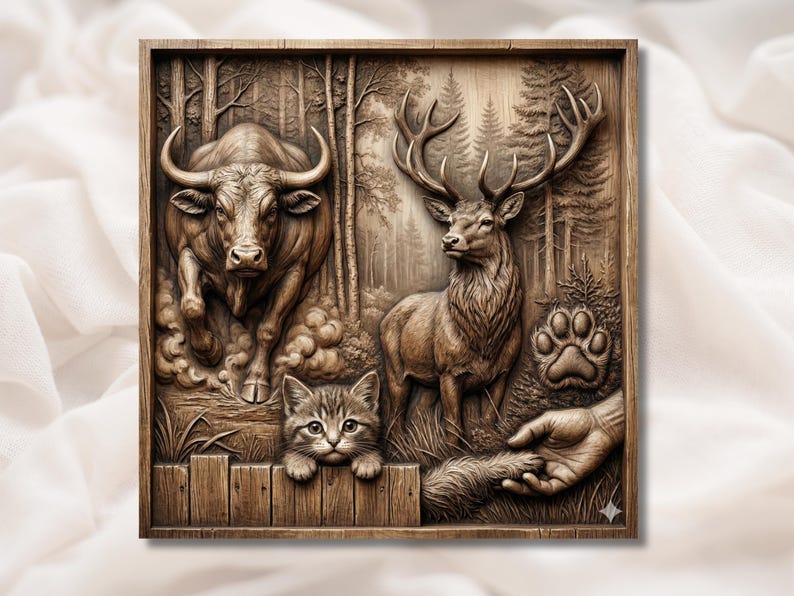 Wildlife Forest 3D Relief STL