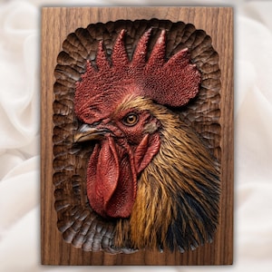 Rooster Head 3D Relief STL for CNC Router view 1