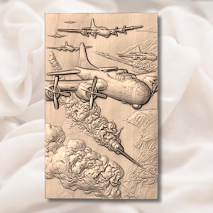 WW2 Bomber Plane 3D Relief STL view 2