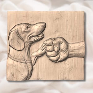 Dog Paw Handshake 3D Relief STL view 2