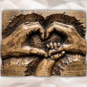 Heart Hands Relief STL view 1