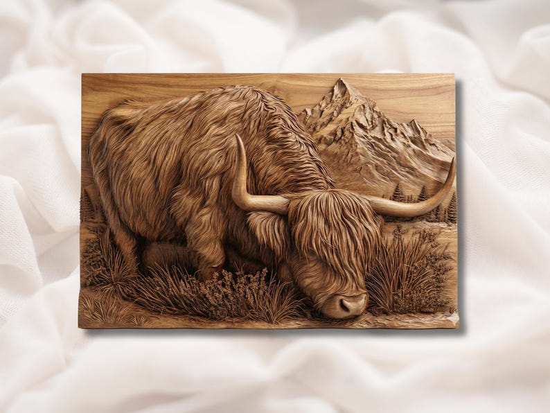 Highland Cow 3D Relief STL