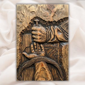 Crucifixion Hands & Nail 3D Relief STL view 1