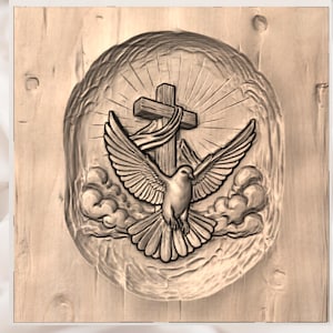 Holy Spirit Dove Cross 3D Relief STL view 2