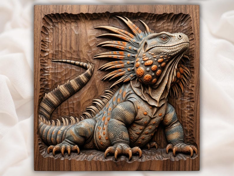 Iguana Lizard 3D Relief STL for CNC Router