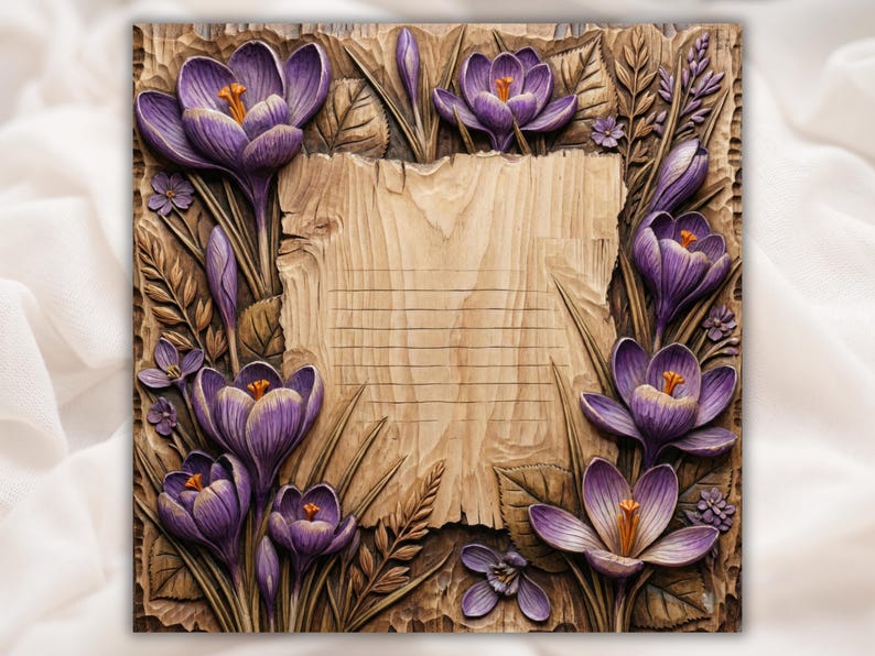 Crocus Flower Frame 3D Relief STL