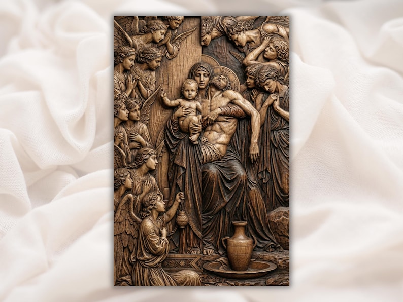 Virgin Mary and Jesus STL Relief