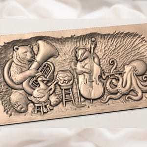 Whimsical Animal Band Relief STL view 3