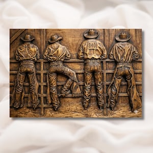 Cowboy Rodeo Chute Scene 3D Relief STL view 1