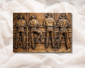 Cowboy Rodeo Chute Scene 3D Relief STL | Western Ranch Wall Art Panel | CNC Router 3D Print Laser Engrave File