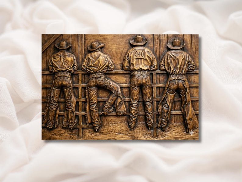 Cowboy Rodeo Chute Scene 3D Relief STL
