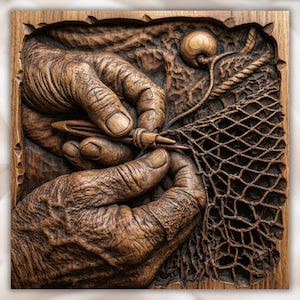 Fishing Net Repair Relief STL view 1