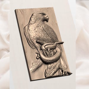 Hawk & Snake 3D Relief STL view 3