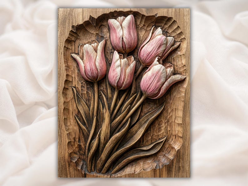 Tulip Flowers Relief STL