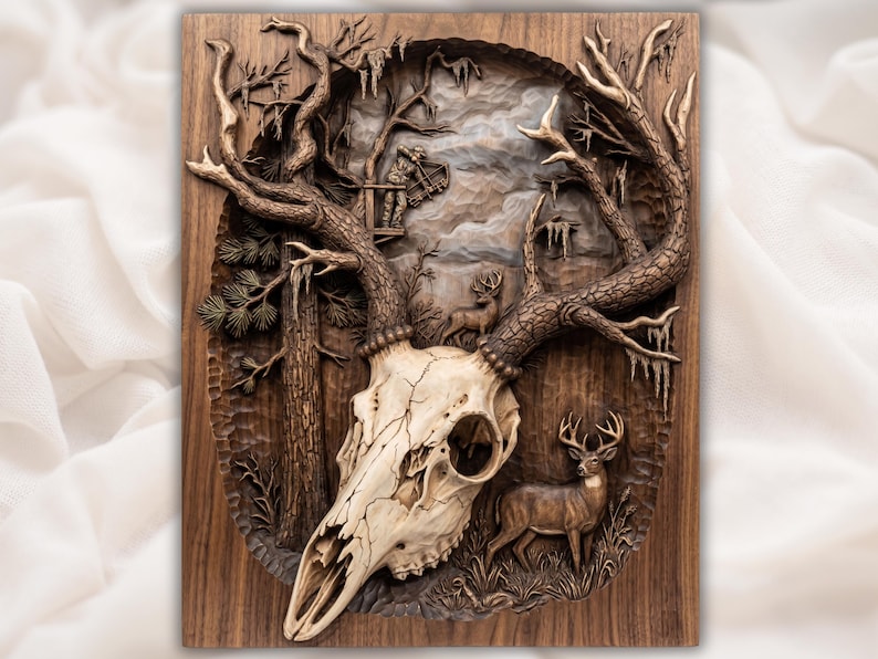 Whitetail Deer Skull Scene STL