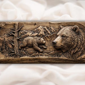 Grizzly Bear Bas Relief STL view 1