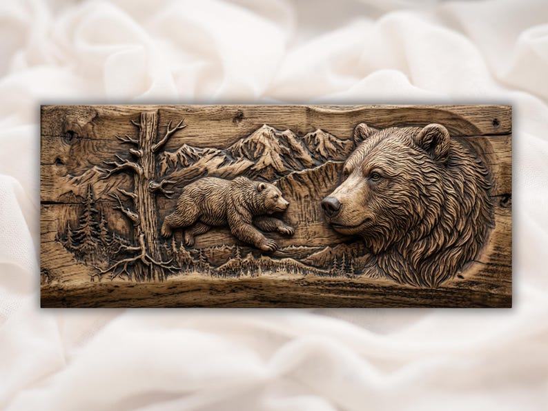 Grizzly Bear Bas Relief STL